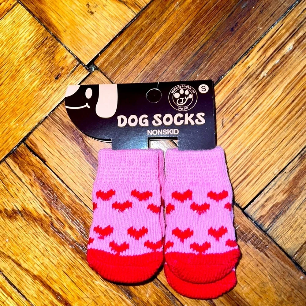 New small heart dog socks